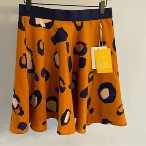 3.1 Phillip Lim Orange Blue Leopard Print A-Line Skater Skirt Size 14
